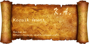 Kozsik Anett névjegykártya